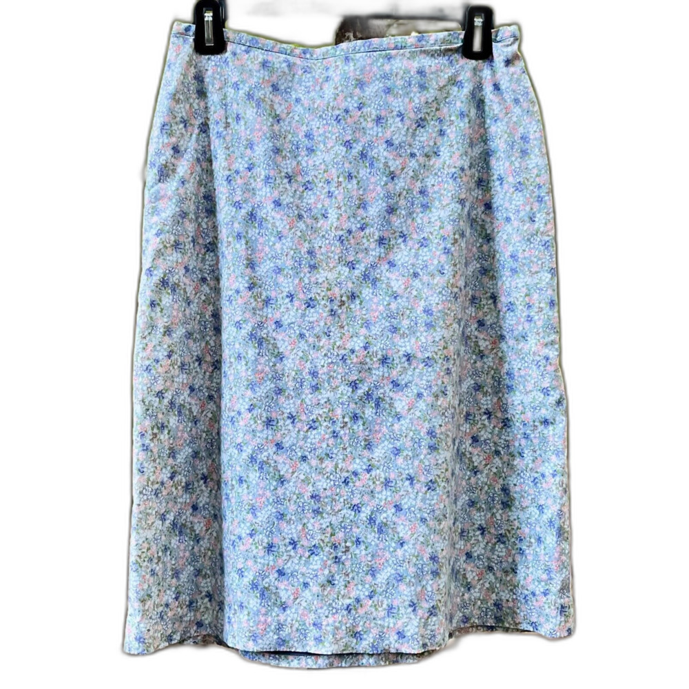 VTG Y2K 1999 Gap Floral Midi Lined A Line Skirt Womens 6 Blue Cottage Boho Girly